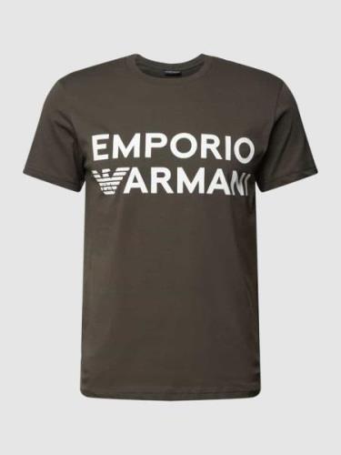 Emporio Armani T-Shirt mit Label-Print in Dunkelgrau, Größe S