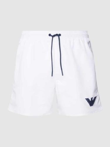 Emporio Armani Badehose mit Label-Patch Modell 'SPONGE EAGLE' in Weiss...
