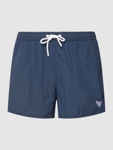 Emporio Armani Badehose mit Label-Stitching Modell 'Basic' in Dunkelbl...
