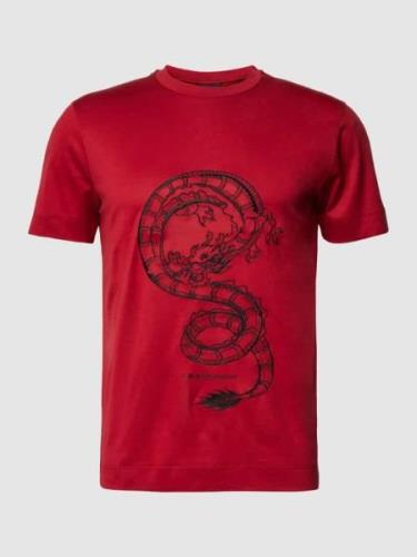 Emporio Armani T-Shirt mit Motiv-Stitching in Rot, Größe S