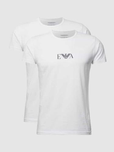 Emporio Armani T-Shirt mit Label-Print im 2er-Pack in Weiss, Größe M