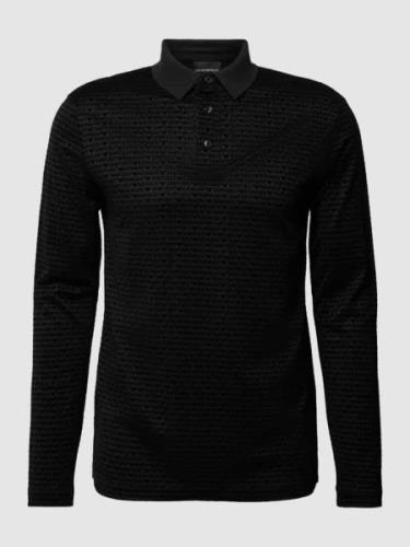 Emporio Armani Poloshirt mit Allover-Logo-Muster in Black, Größe L