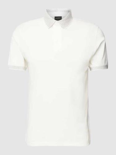 Emporio Armani Poloshirt mit Label-Stitching in Weiss, Größe L