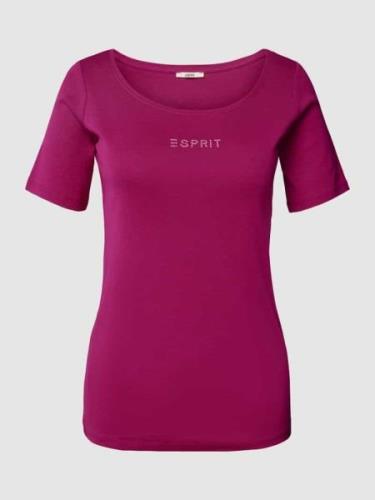 Esprit T-Shirt mit Strasssteinbesatz in Fuchsia, Größe XXL