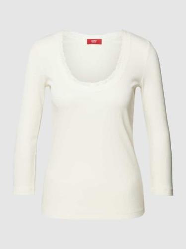Esprit T-Shirt in Ripp-Optik in Offwhite, Größe XL