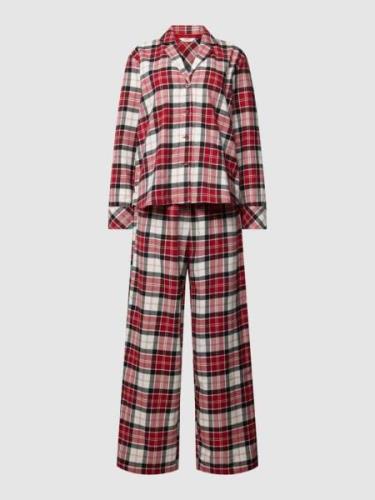 Esprit Pyjama mit Glencheck-Muster in Rot, Größe XL