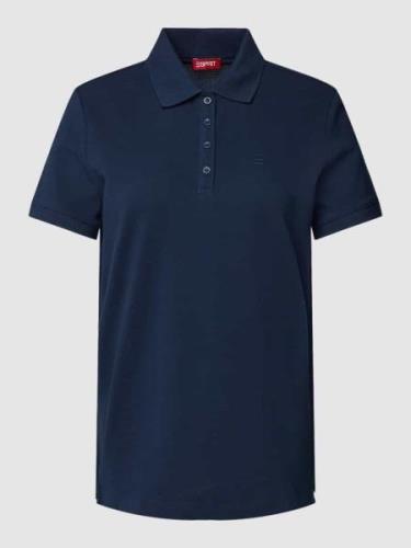 Esprit Poloshirt in unifarbenem Design in Marine, Größe S