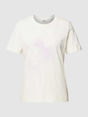 Esprit T-Shirt mit Ziersteinbesatz in Offwhite, Größe XS