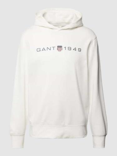 Gant Hoodie mit Label-Print in Offwhite, Größe XL