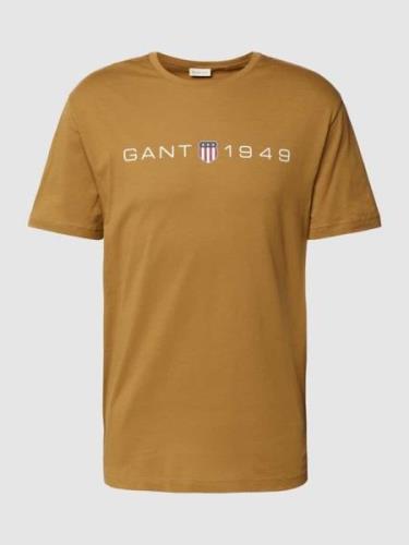 Gant T-Shirt mit Label-Print in Mittelbraun, Größe M