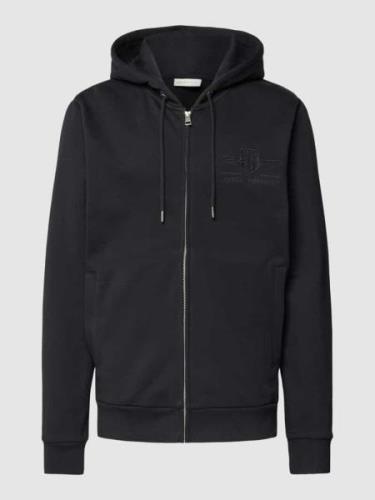 Gant Sweatjacke mit Label-Stitching in Black, Größe M