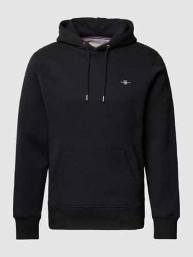 Gant Hoodie mit Label-Stitching Modell 'SHIELD' in Black, Größe M