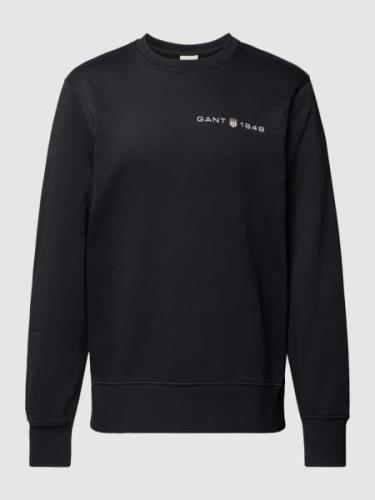 Gant Sweatshirt mit Label-Print in Black, Größe M