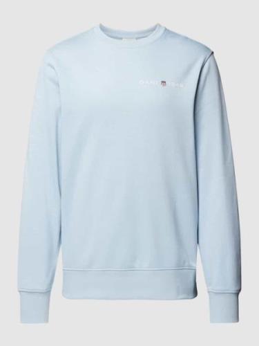Gant Sweatshirt mit Label-Print in Hellblau, Größe L