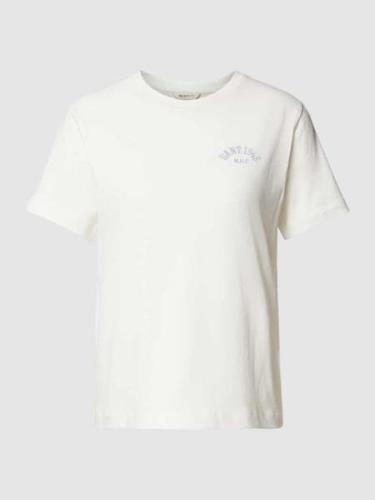 Gant T-Shirt mit Label-Stitching Modell 'ARCH' in Offwhite, Größe S