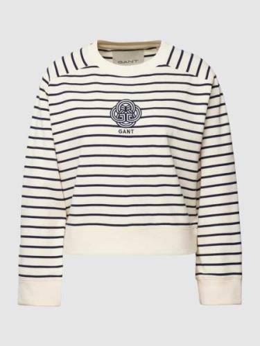 Gant Sweatshirt mit Streifenmuster in Offwhite, Größe M