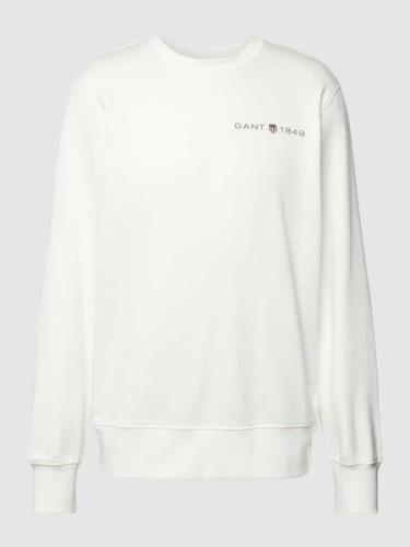 Gant Sweatshirt mit Label-Print in Offwhite, Größe S