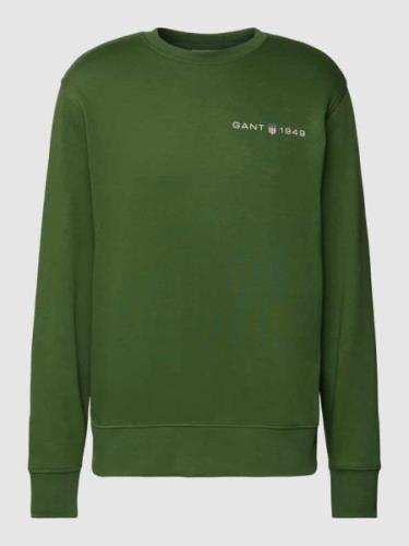 Gant Sweatshirt mit Label-Print in Oliv, Größe XL