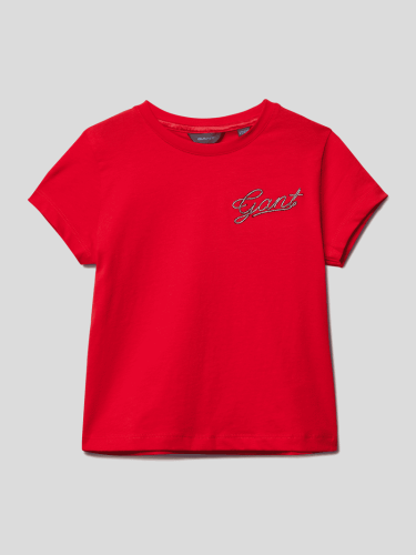 Gant T-Shirt mit Label-Stitching in Rot, Größe 110
