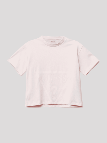 Guess T-Shirt mit Label-Print in Hellrosa, Größe 164