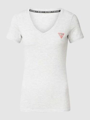 Guess T-Shirt mit Label-Print Modell 'MINI TRIANGLE TEE' in Hellgrau M...