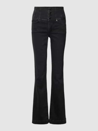 Guess High Waist Jeans mit breitem Bund in Black, Größe 26/32