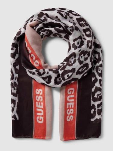 Guess Schal mit Animal- und Label-Print in Dunkelbraun, Größe One Size