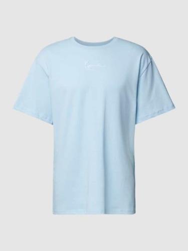 KARL KANI T-Shirt mit Label-Stitching in Hellblau, Größe XS