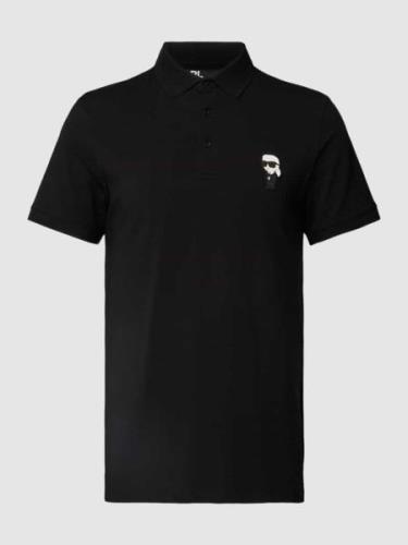 Karl Lagerfeld Poloshirt mit Motiv-Patch in Black, Größe S