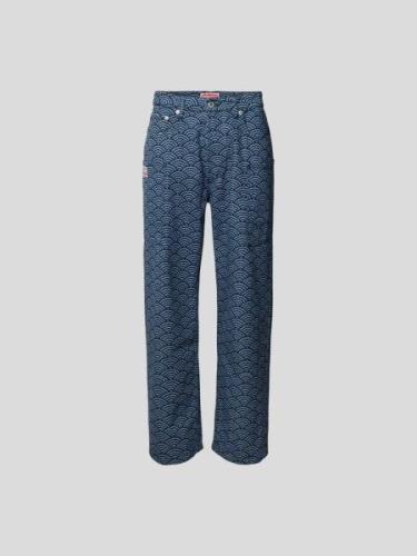 Kenzo Relaxed Fit Jeans mit Allover-Muster in Jeansblau, Größe 28