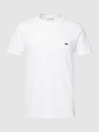 Lacoste T-Shirt mit Logo-Stitching Modell 'Supima' in Weiss, Größe XXL
