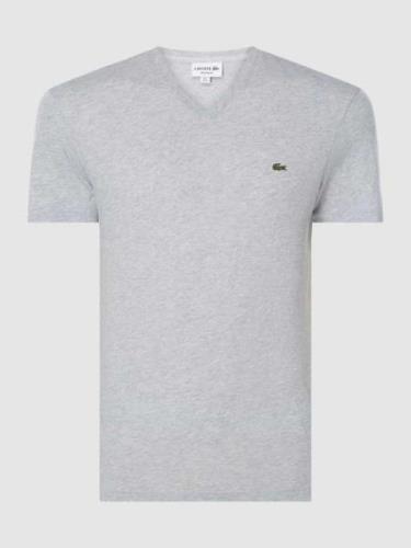 Lacoste Regular Fit T-Shirt mit V-Ausschnitt in Silber Melange, Größe ...
