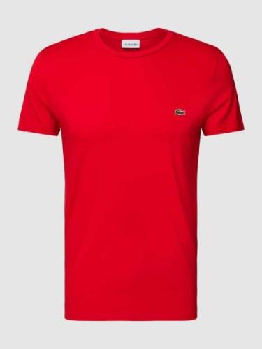Lacoste T-Shirt in unifarbenem Design Modell 'Supima' in Rot, Größe S