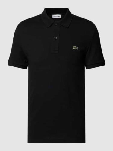 Lacoste Poloshirt mit Label-Stitching in Black, Größe S