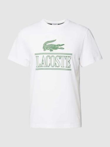 Lacoste T-Shirt mit Label- und Logo-Print in Weiss, Größe M