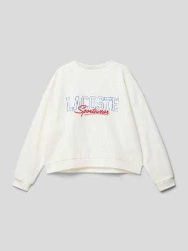 Lacoste Sweatshirt mit Label-Print in Weiss, Größe 140