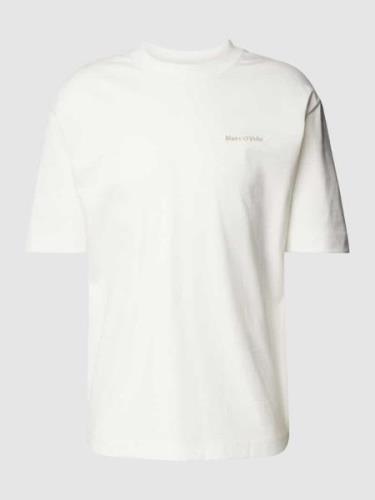 Marc O'Polo T-Shirt mit Label-Stitching in Weiss, Größe XL