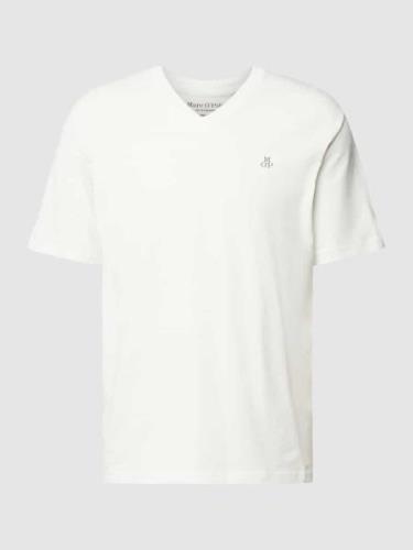 Marc O'Polo T-Shirt mit V-Ausschnitt in unifarbenem Design in Weiss, G...