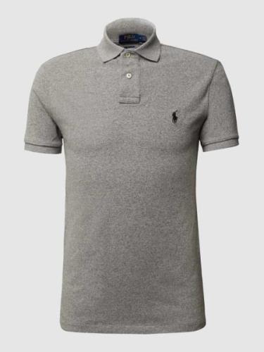 Polo Ralph Lauren Slim Fit Polo Shirt mit Logo in Mittelgrau, Größe S