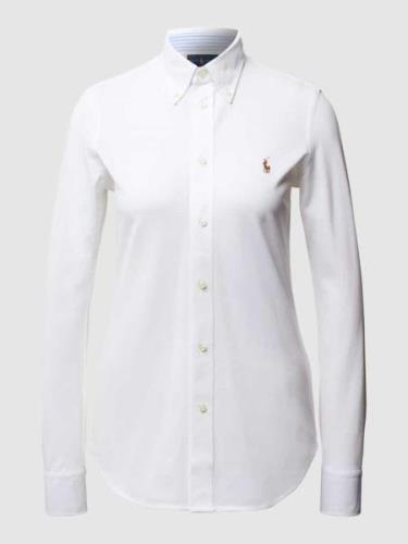 Polo Ralph Lauren Skinny Fit Bluse aus Piqué in Weiss, Größe XS