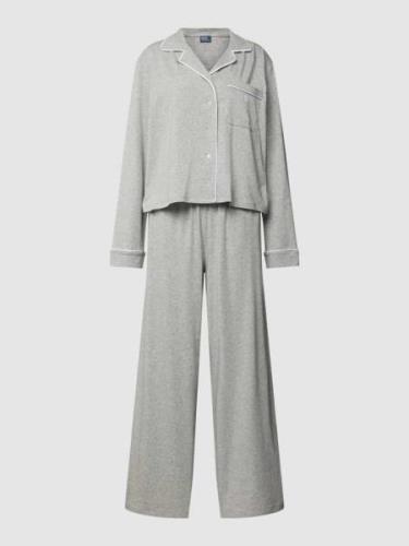 Polo Ralph Lauren Pyjama mit Brusttasche in Hellgrau Melange, Größe S