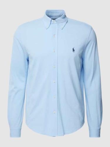 Polo Ralph Lauren Freizeithemd mit Logo-Stitching in Hellblau, Größe S