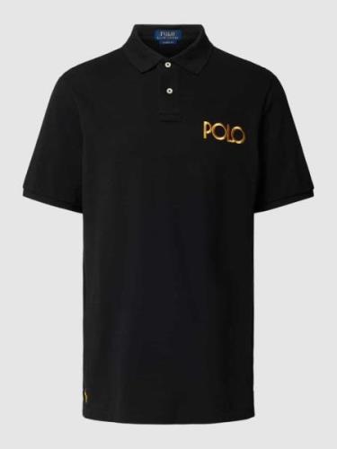 Polo Ralph Lauren Poloshirt mit Label-Stitching in Black, Größe S
