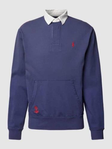 Polo Ralph Lauren Sweatshirt mit Polokragen in Ocean, Größe M