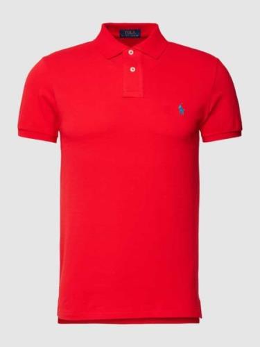 Polo Ralph Lauren Slim Fit Poloshirt mit Label-Stitching in Rot, Größe...