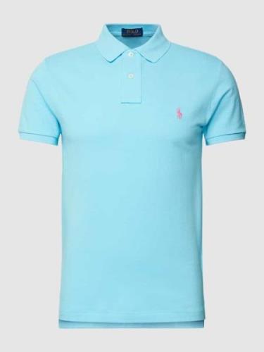 POLO RALPH LAUREN Slim Fit Poloshirt mit Label-Stitching in Tuerkis, G...