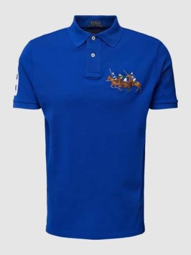 POLO RALPH LAUREN Custom Slim Fit Poloshirt mit Motiv-Stitching in Bla...