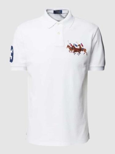 Polo Ralph Lauren Custom Slim Fit Poloshirt mit Motiv-Stitching in Wei...
