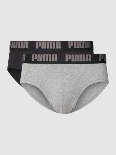 Puma Slip mit Label-Detail im 2er-Pack in Mittelgrau Melange, Größe S