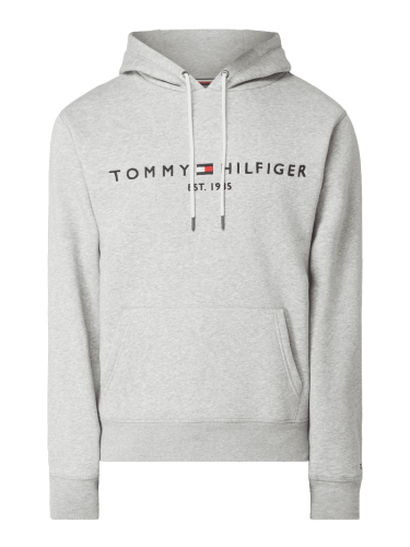Tommy Hilfiger Hoodie mit Logo-Stickerei in Hellgrau Melange, Größe S